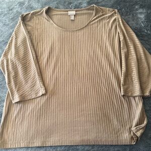 Chico's Women's Brown Ribbed Long Sleeve Top